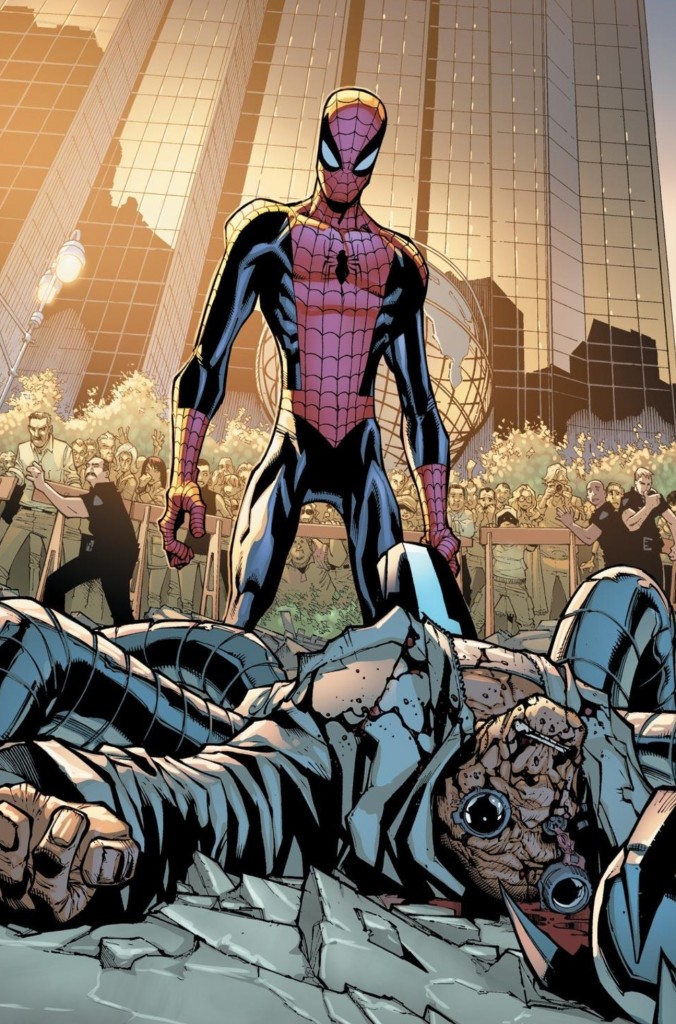 The "Superior" Spider-Man stands over Doc Ock in Amazing Spider-Man #700