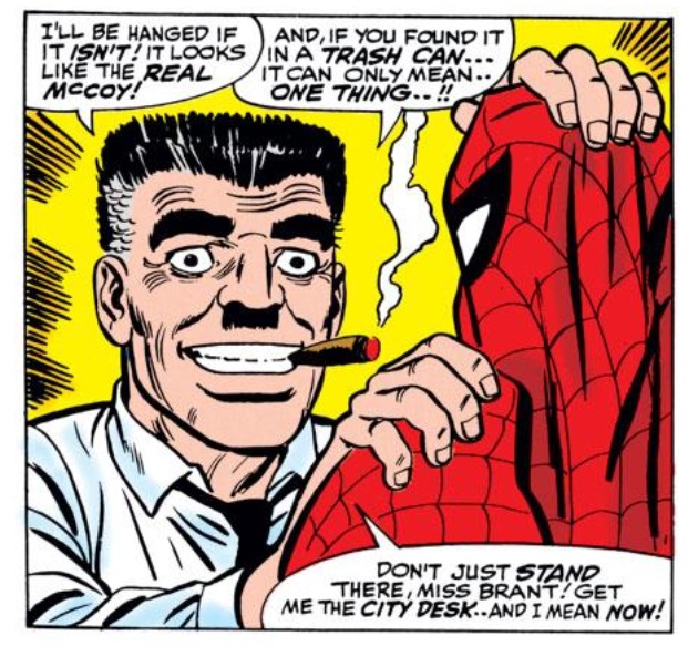 A gleeful JJJ in Amazing Spider-Man #50 (John Romita Sr., pencils; Mickey Demeo, inks)